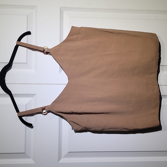 TOPSHOP Ring Detail Spaghetti Strap Cami Tank Tan Top - Picture 3 of 10